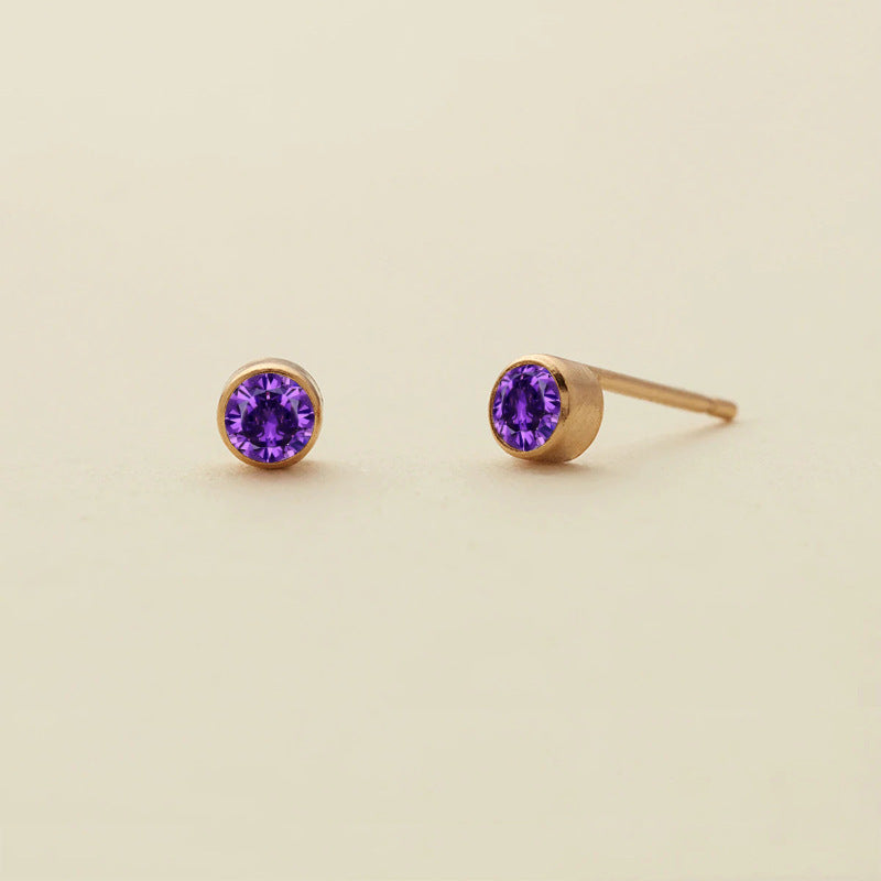 Olivenorma Birthstone Zircon Simple Earrings - June-Alexandrite - image 11