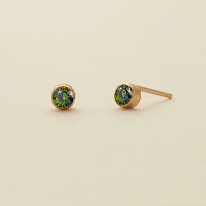 Olivenorma Birthstone Zircon Simple Earrings - August-Peridot - image 15