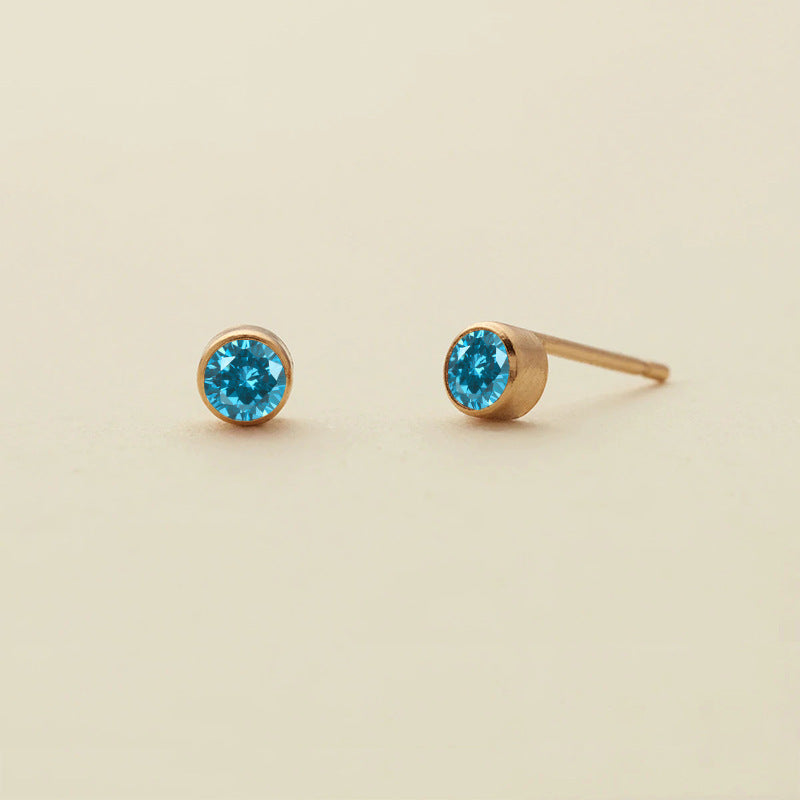 Olivenorma Birthstone Zircon Simple Earrings - December-Blue Zircon - image 23