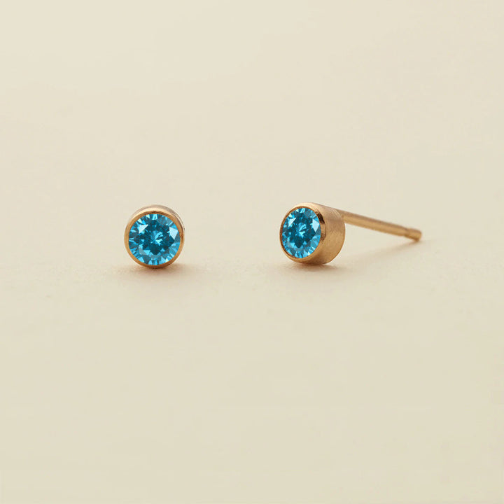 Olivenorma Birthstone Zircon Simple Earrings - December-Blue Zircon - image 23