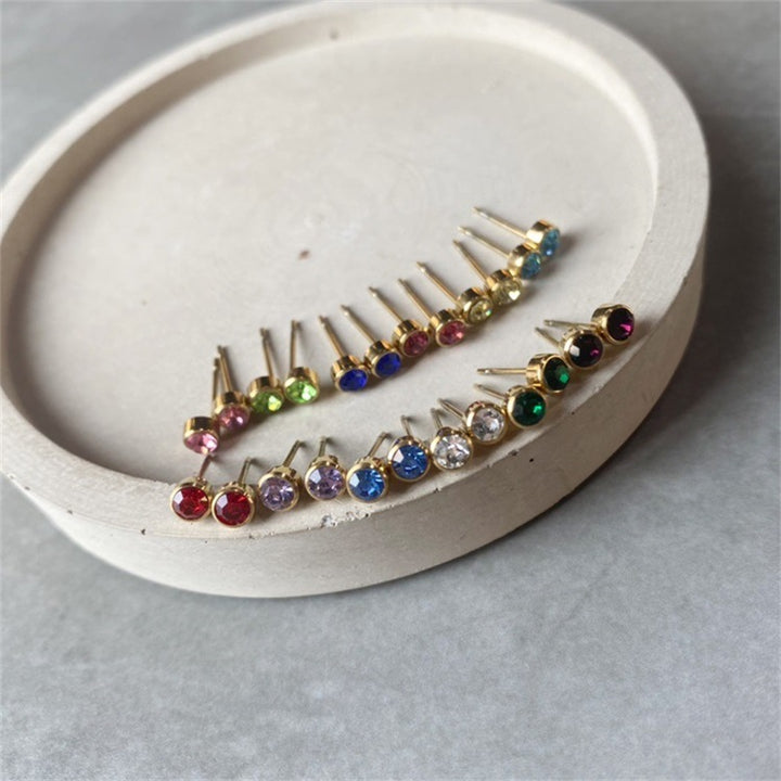 Olivenorma Birthstone Zircon Simple Earrings - image 34