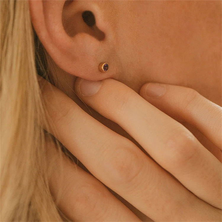 Olivenorma Birthstone Zircon Simple Earrings - image 31