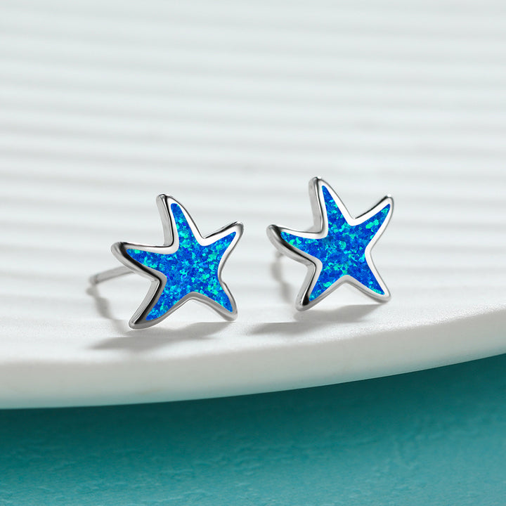 Olivenorma Blue Opal Starfish Earrings - image 2