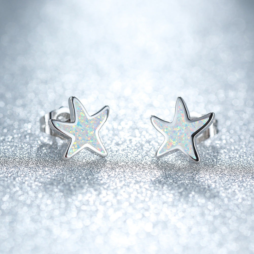 Olivenorma Blue Opal Starfish Earrings - Opal - Silver - image 11