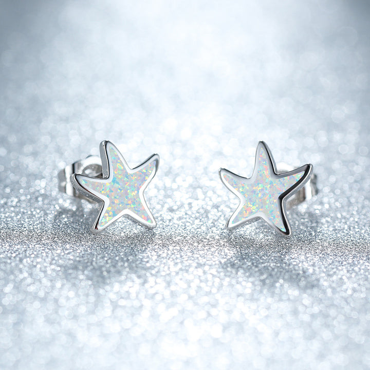 Olivenorma Blue Opal Starfish Earrings - Opal - Silver - image 11