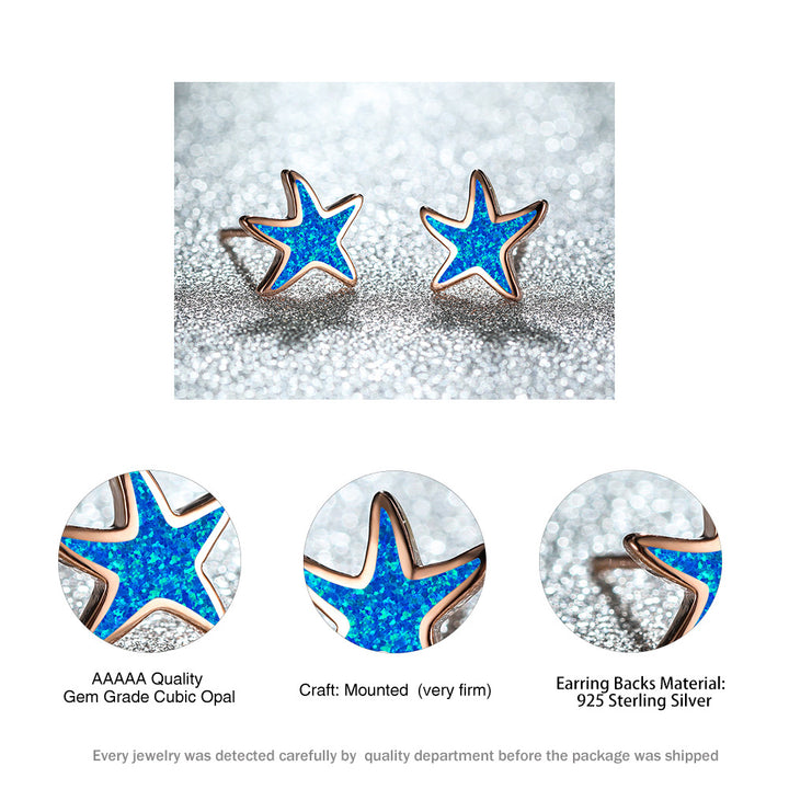 Olivenorma Blue Opal Starfish Earrings - image 10