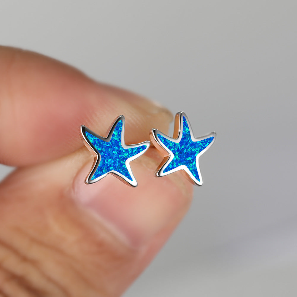 Olivenorma Blue Opal Starfish Earrings - image 1