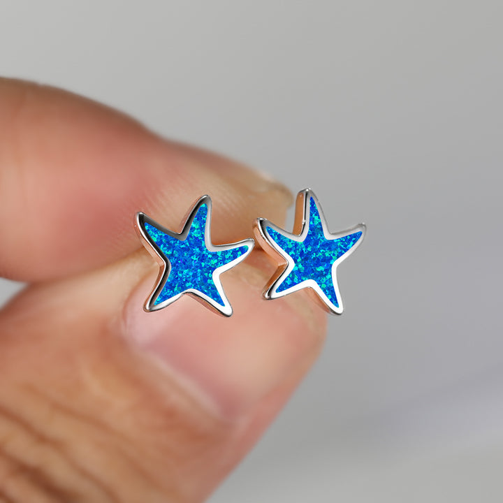 Olivenorma Blue Opal Starfish Earrings - image 1