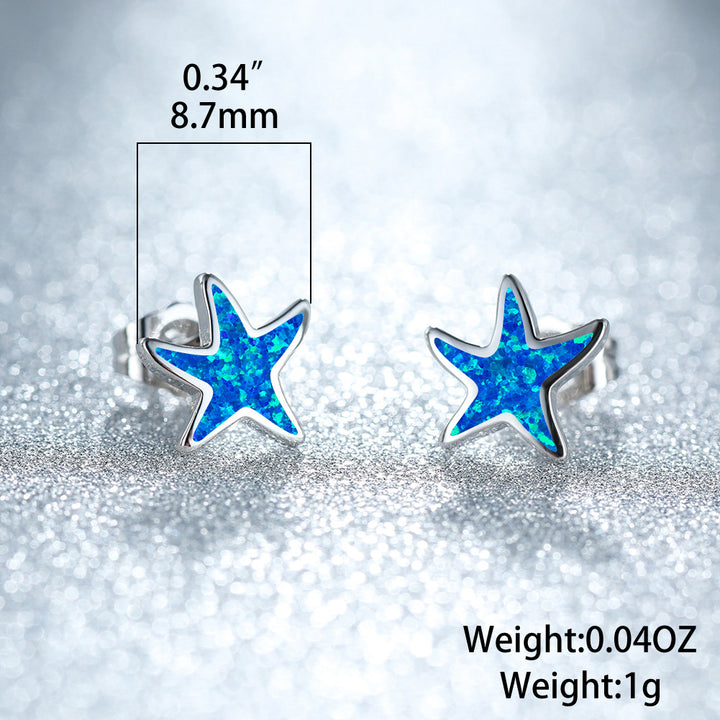 Olivenorma Blue Opal Starfish Earrings - image 3