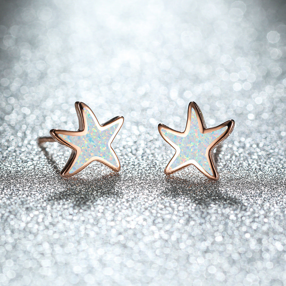 Olivenorma Blue Opal Starfish Earrings - Opal - Rose Gold - image 17
