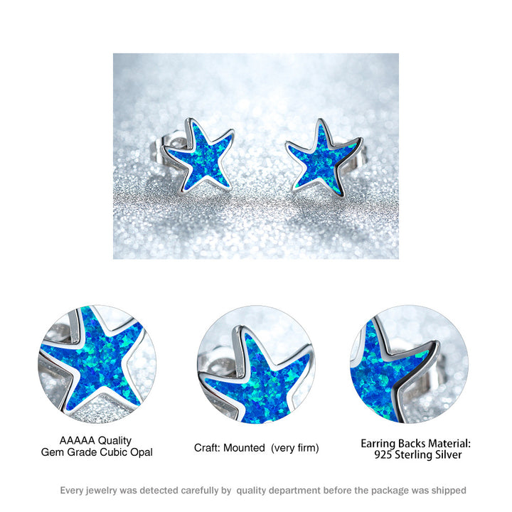 Olivenorma Blue Opal Starfish Earrings - image 4