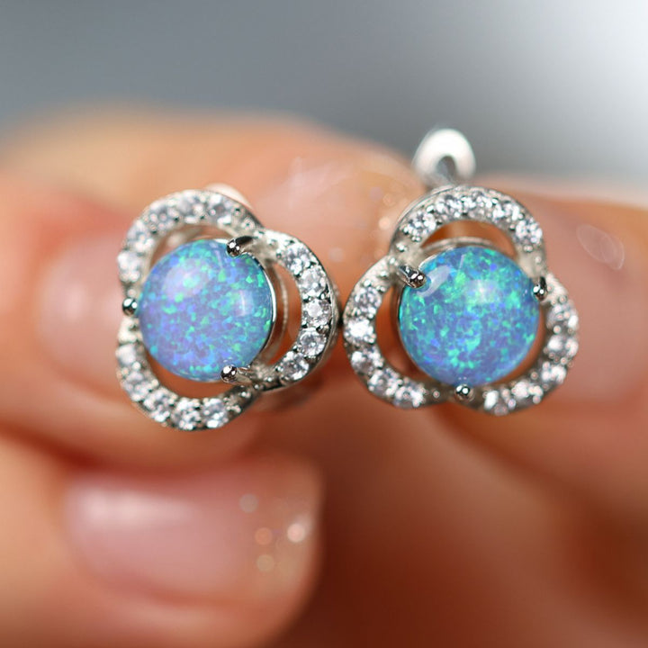 Olivenorma Opal White Zircon Clover Light Luxury Earrings - image 4