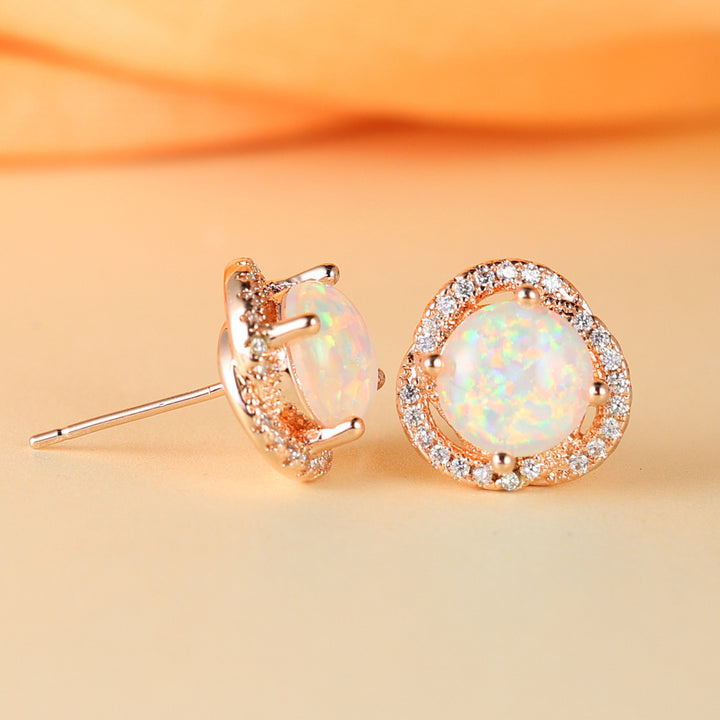 Olivenorma Opal White Zircon Clover Light Luxury Earrings - image 8