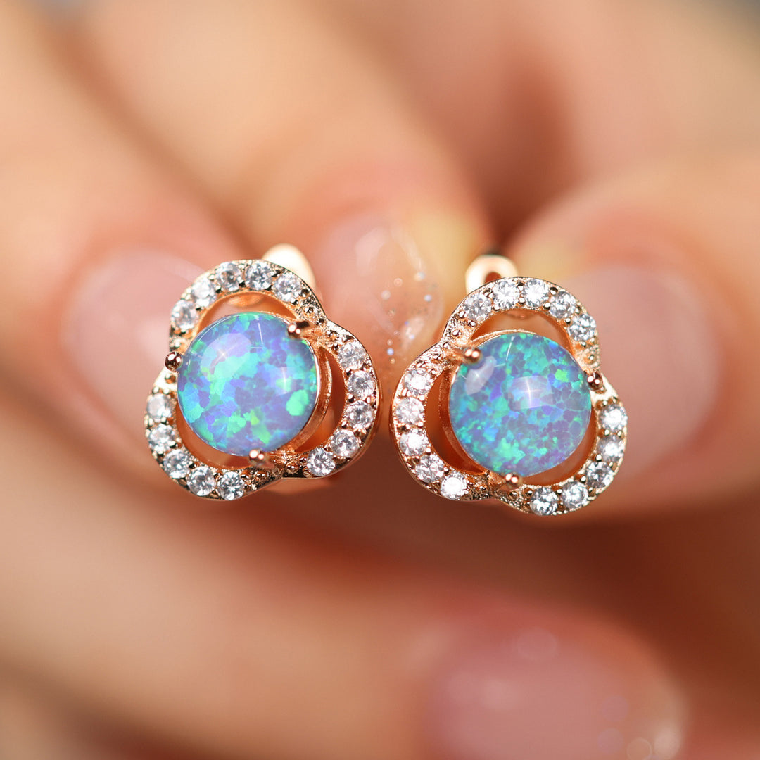 Olivenorma Opal White Zircon Clover Light Luxury Earrings - image 1