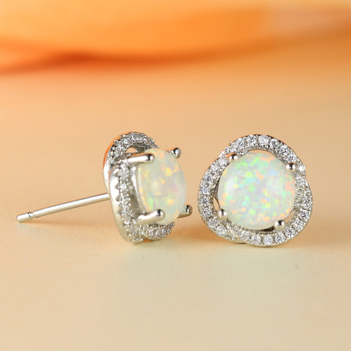 Olivenorma Opal White Zircon Clover Light Luxury Earrings - image 10