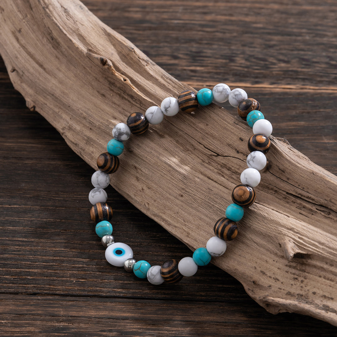 Olivenorma Turquoise Evil Eye Men Beaded Bracelet - image 5