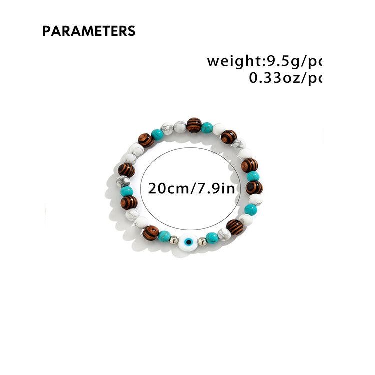 Olivenorma Turquoise Evil Eye Men Beaded Bracelet - image 7