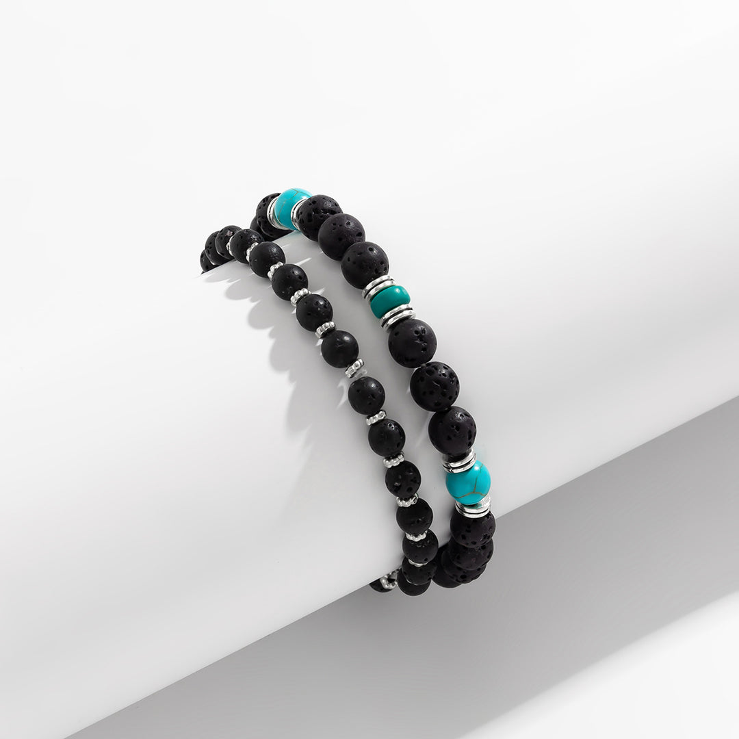 Olivenorma Lava Stone Turquoise Men Bracelet Set - image 6