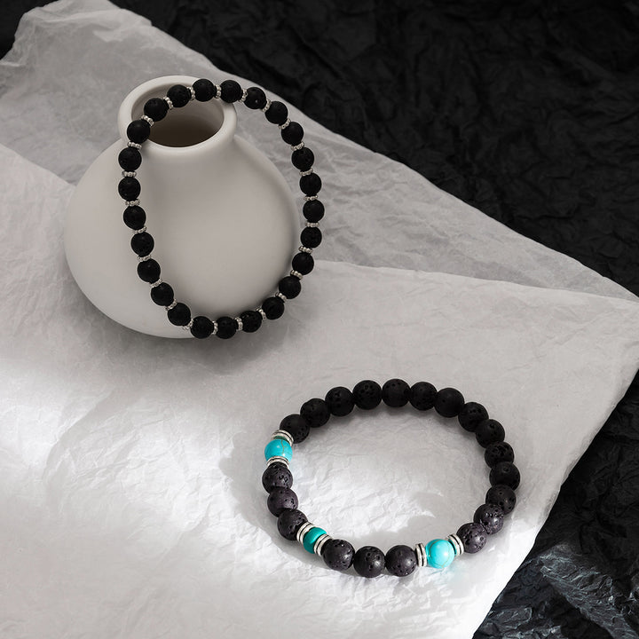 Olivenorma Lava Stone Turquoise Men Bracelet Set - image 5