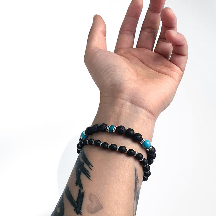 Olivenorma Lava Stone Turquoise Men Bracelet Set - image 4