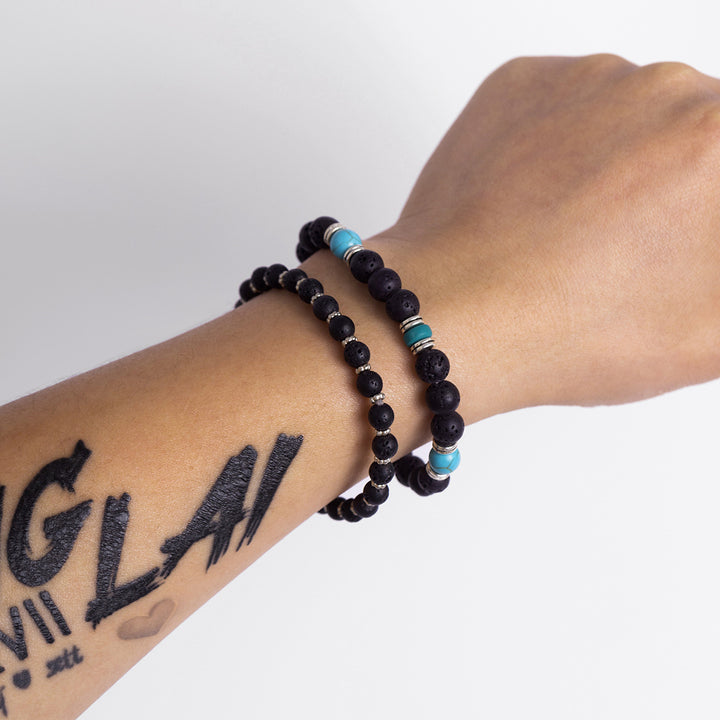 Olivenorma Lava Stone Turquoise Men Bracelet Set - image 2