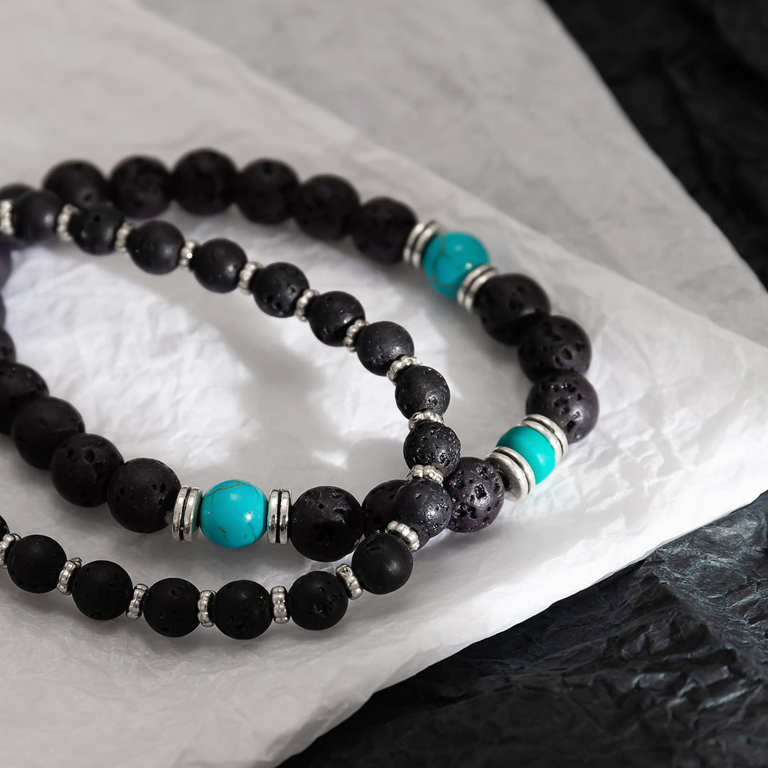 Olivenorma Lava Stone Turquoise Men Bracelet Set - image 7