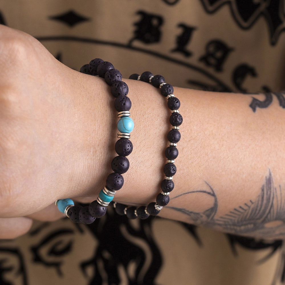 Olivenorma Lava Stone Turquoise Men Bracelet Set - image 1