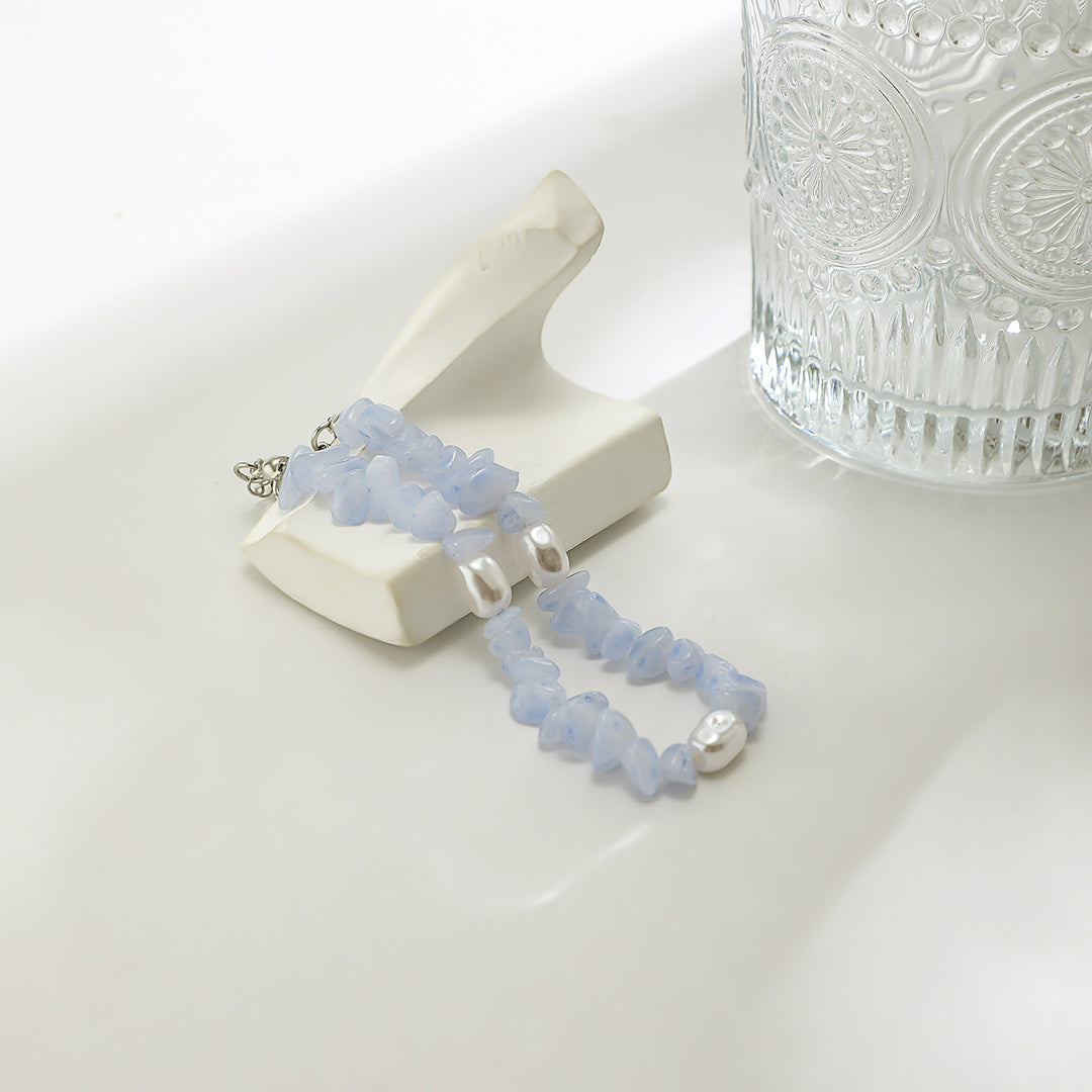 Olivenorma Natural Blue Chalcedony Freshwater Pearl Men Bracelet - image 4