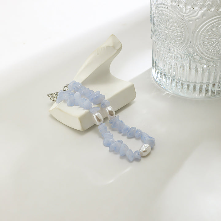 Olivenorma Natural Blue Chalcedony Freshwater Pearl Men Bracelet - image 4