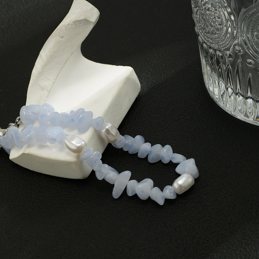 Olivenorma Natural Blue Chalcedony Freshwater Pearl Men Bracelet - image 7