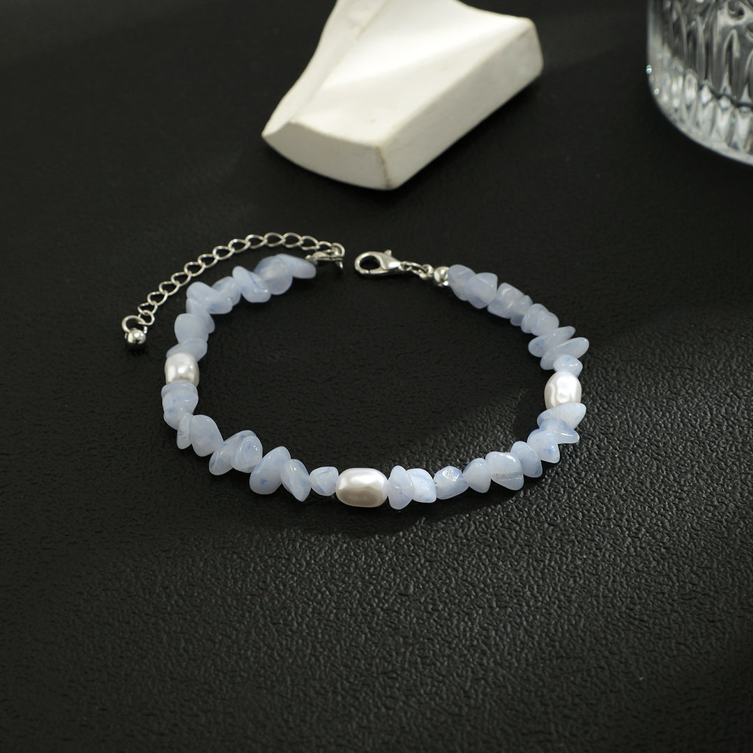 Olivenorma Natural Blue Chalcedony Freshwater Pearl Men Bracelet - image 6