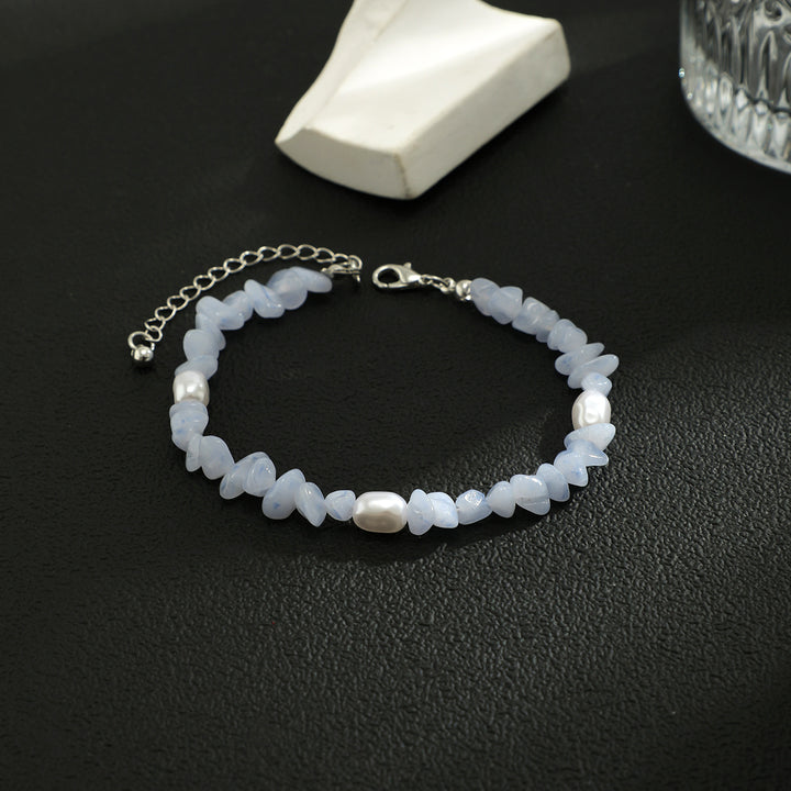Olivenorma Natural Blue Chalcedony Freshwater Pearl Men Bracelet - image 6