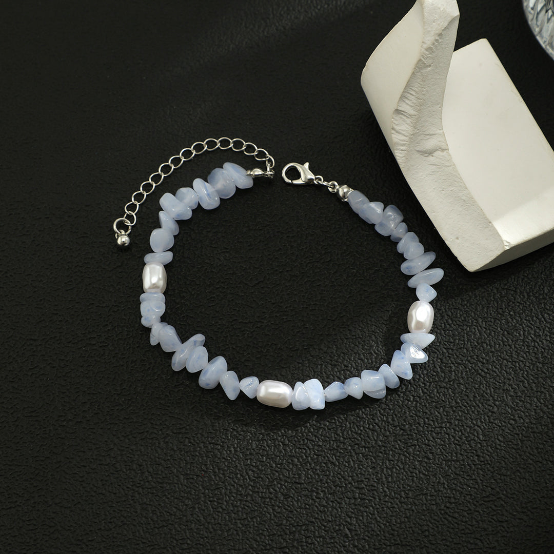 Olivenorma Natural Blue Chalcedony Freshwater Pearl Men Bracelet - image 5