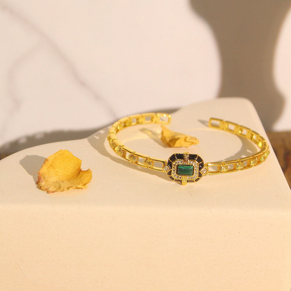 Olivenorma Black Onyx Malachite Premium Adjustable Bangle Bracelet - image 1