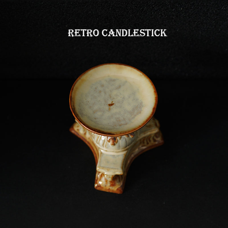 Olivenorma European Retro Embossed Flower Ceramic Candle Holder - image 1