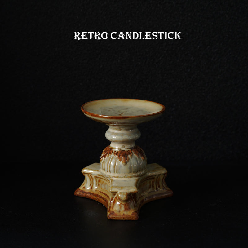 Olivenorma European Retro Embossed Flower Ceramic Candle Holder - 7.5*7.5*10cm - image 0