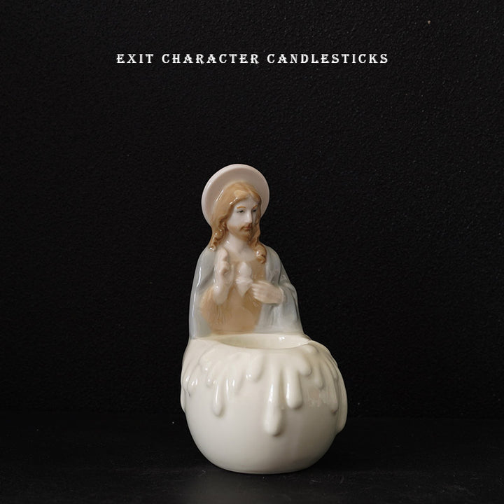 Olivenorma Jesus Portrait Relief Ceramic Scented Candle Holder - image 3