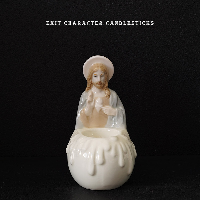 Olivenorma Jesus Portrait Relief Ceramic Scented Candle Holder - image 2