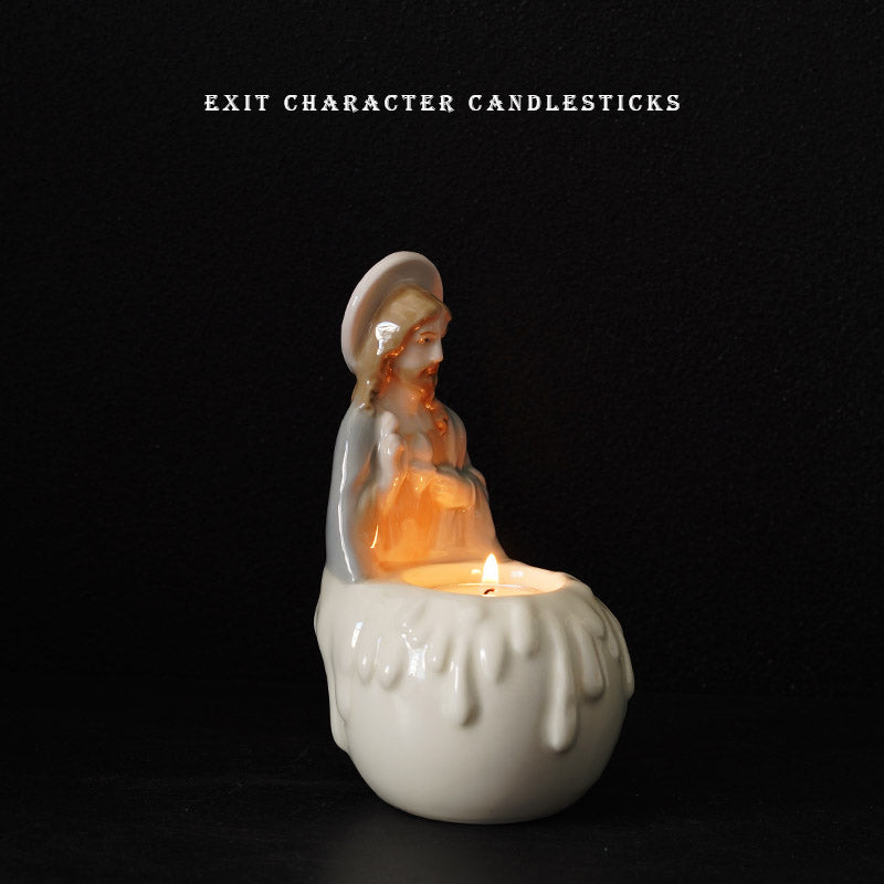 Olivenorma Jesus Portrait Relief Ceramic Scented Candle Holder - image 1