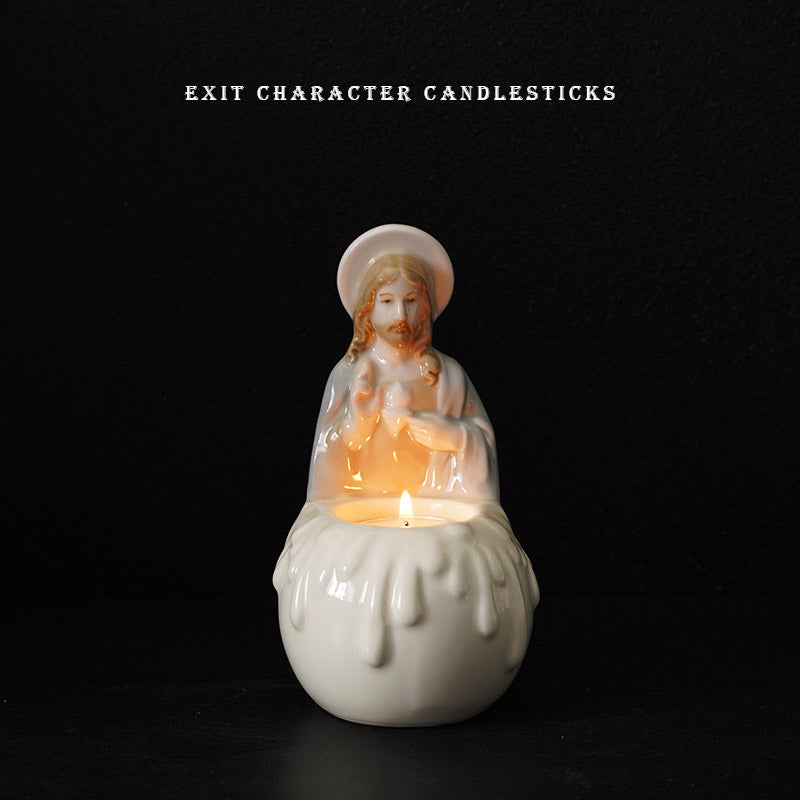 Olivenorma Jesus Portrait Relief Ceramic Scented Candle Holder - 10*10*15.5cm - image 0