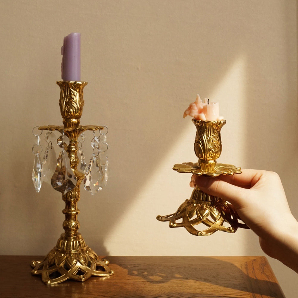 Olivenorma Retro Home Dining Table Wedding Brass Candle Holder - Small: 12.5cm*11cm - image 1