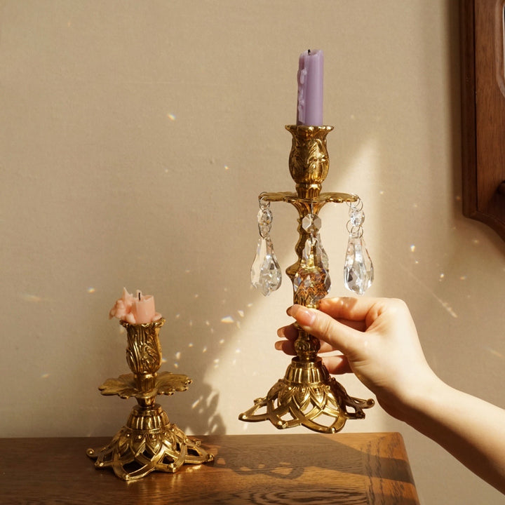 Olivenorma Retro Home Dining Table Wedding Brass Candle Holder - Large: 23.5 cm*11cm - image 2
