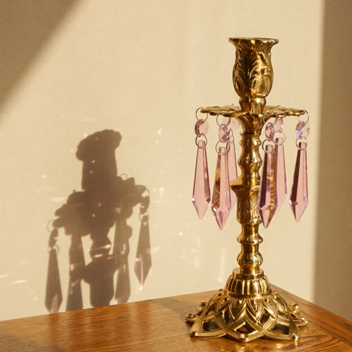 Olivenorma Retro Home Dining Table Wedding Brass Candle Holder - Mermaid Tears Size: 23.5 cm*11cm - image 4