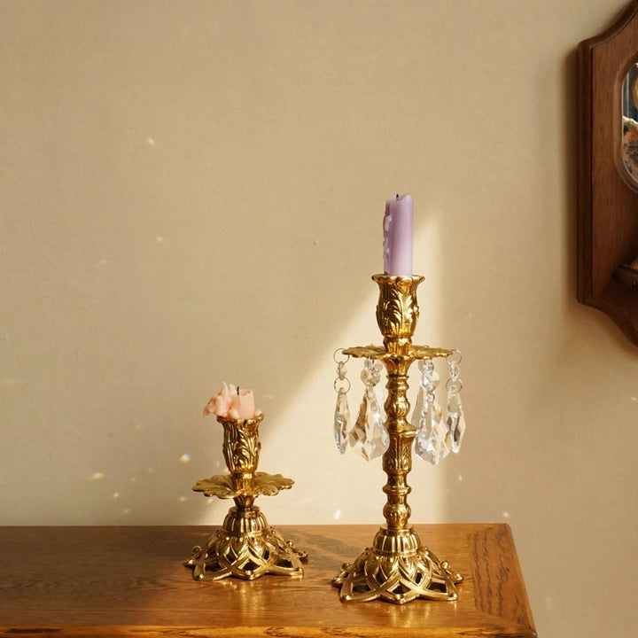 Olivenorma Retro Home Dining Table Wedding Brass Candle Holder - image 0