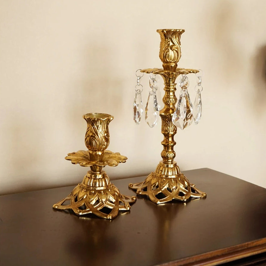 Olivenorma Retro Home Dining Table Wedding Brass Candle Holder - image 7