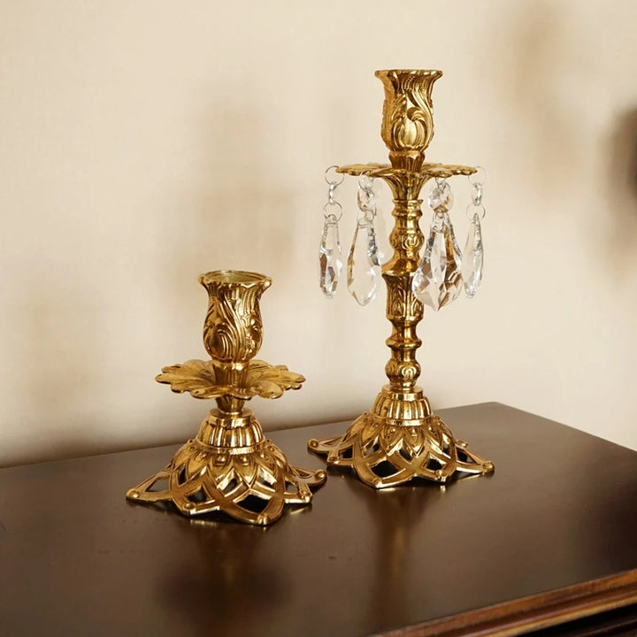 Olivenorma Retro Home Dining Table Wedding Brass Candle Holder - image 7