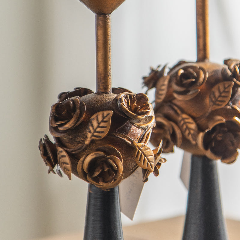 Olivenorma Distressed Vintage Carved Rose Candle Holder - image 8