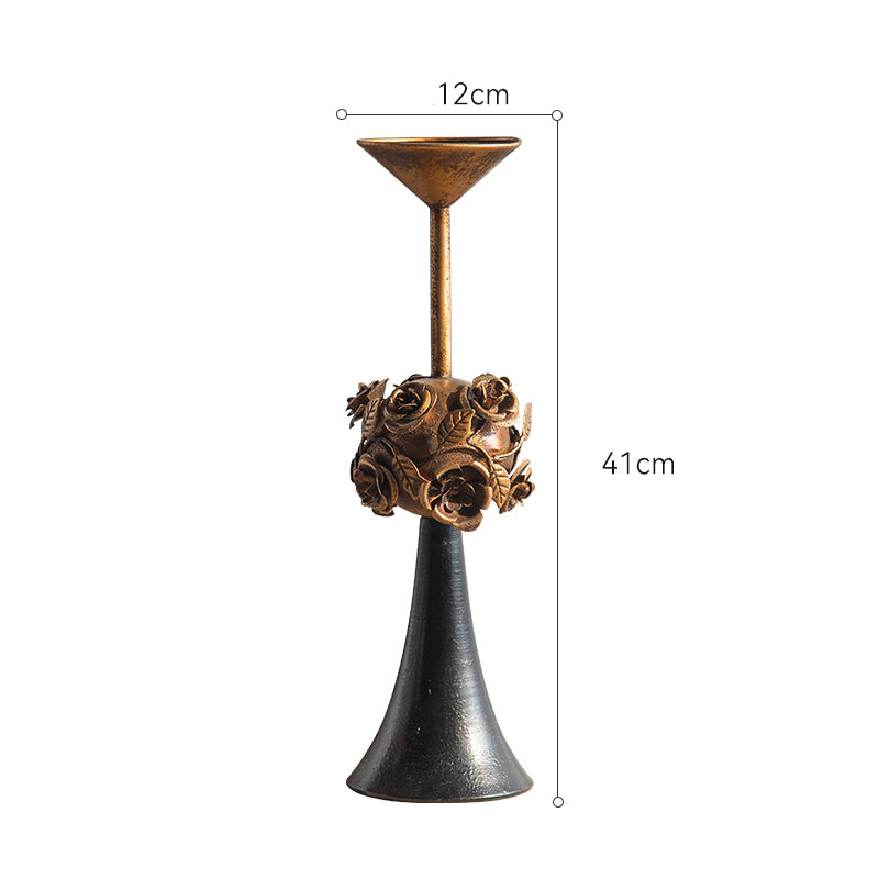Olivenorma Distressed Vintage Carved Rose Candle Holder - image 2