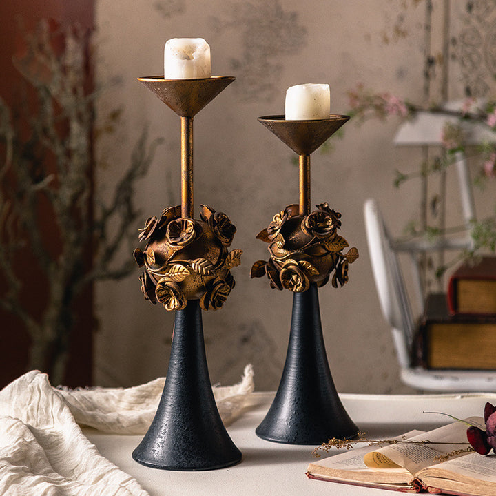 Olivenorma Distressed Vintage Carved Rose Candle Holder - image 5
