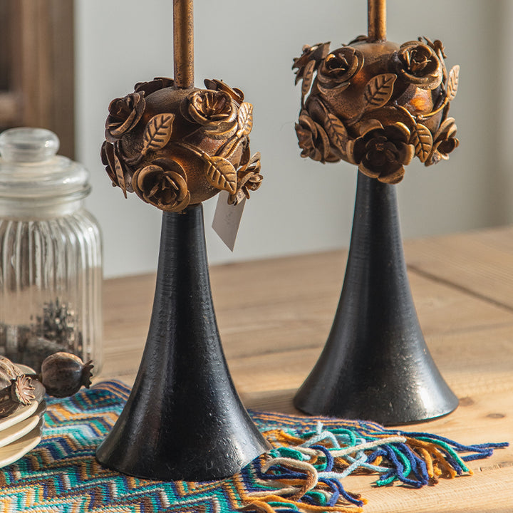 Olivenorma Distressed Vintage Carved Rose Candle Holder - image 10